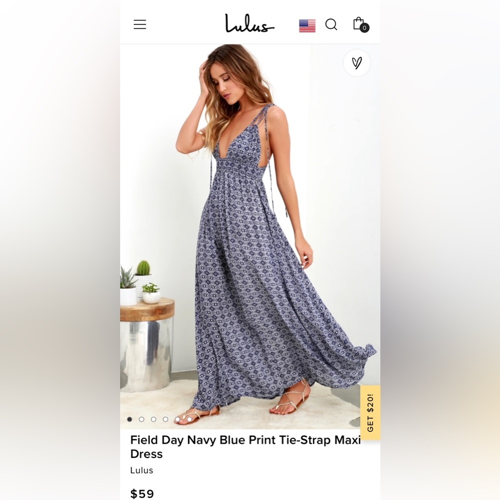 Lulus Field Day Navy Blue Print Tie-Strap Maxi Dress